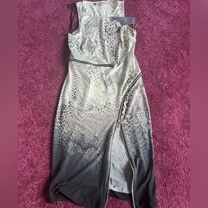 Ombré animal print dress with zipper details